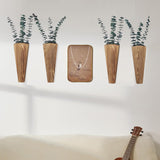 Mokof 4 Pack Wood Wall Planter for Indoor Plants, Wooden Pocket Vase for Dried Flowers and Eucalyptus Stems, Modern Farmhouse Wood Wall Decor for Living Room, Bedroom, Bathroom, Home Office Mokof