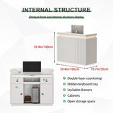 UFAGFDA Reception Desk with Counter Modern Front Office Desk Commercial Reception Room Tables Checkout Counter Reception Table for Retail Lobby Beauty Salons,Black,39inch/100cm UFAGFDA