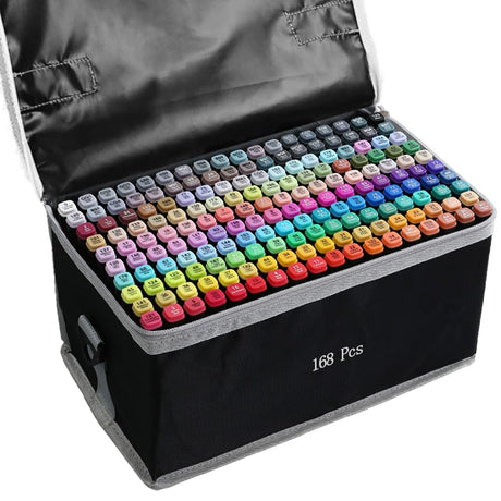 Alcohol Markers, 168 Colors Art Drawing Markers Set for Kids Adults Dual Tip Permanent Sketch Markers, with Organizing Case AMUIZC