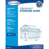Suncast 8x13 Ft Resin Plastic Shed - Large Outdoor Shed with Floor Included, Lockable Double Doors & Skylights. 715 Cu Ft Tremont Outdoor Storage Sheds for Lawn Tools, Bikes, Riding Mowers, & Tractors Suncast