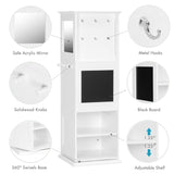 UTEX Kids Rotating Bookshelf Tower, 360 Display Revolving Bookcase with Blackboards and Hooks, 5 Tier Small Spinning Bookshelf for Kids Room, Nursery, Bedroom, Living Room, White UTEX