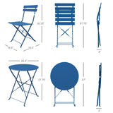 Grand Patio Premium Frame Patio Bistro Set, Folding Outdoor Patio Furniture Sets, 3 Piece Patio Set of Folding Patio Table and Chairs, Peacock Blue Grand patio