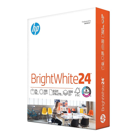 HP Papers | 8.5 x 11 Paper | BrightWhite 24 lb |1 Ream - 500 Sheets| 100 Bright | Made in USA - FSC Certified | 203000R HP