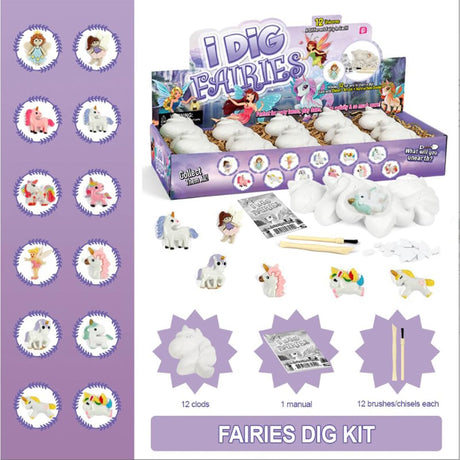 Liberty Imports 12-Pack Fairy and Unicorn Excavation Kit for Kids - Enchanted Magical Digging Adventure - Ideal Party Favors, Educational STEM Toys for Girls and Boys Liberty Imports