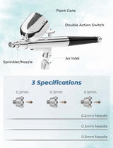 Oasser Airbrush Kit with Air Compressor, Dual Action 40 PSI 10.5 L/min Airbrush Set Gun, Air Brush for Nails, Makeup, Model, DIY Oasser