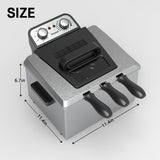 1800W 5 Liters/21 Cups Large Electric Deep Fryer with 3 Frying Baskets for Home Use, Adjustable Temperature,View Window Lid,Countertop Stainless Steel Body Deep Fryer Pot,Perfect for Kitchen, Fry Fish Vexon