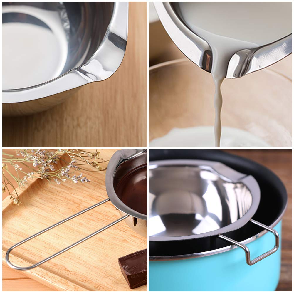 Double Boiler Stainless Steel Pot for Melting Chocolate, Candy and Candle Making (18/8 Steel, 2 Cup Capacity, 480ML) Sysmie