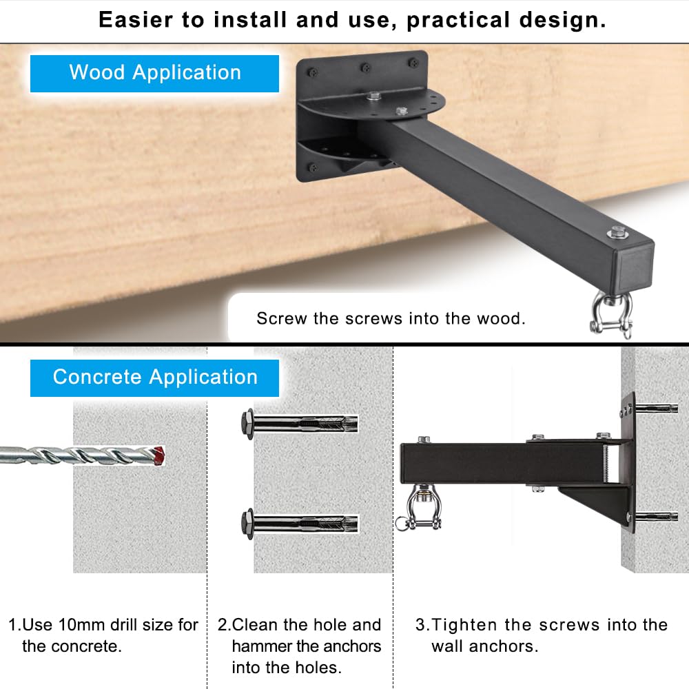 SELEWARE 18" Long Wall Mount Heavy Bag Hanger Heavy Duty Punching Bag Hanger with Spring Adjustable Boxing Bag Bracket for Home Gym Indoor Outdoor Boxing, Muay Thai and MMA Training SELEWARE