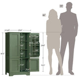 TEENFON 43" H Storage Cabinet with 4 Doors, Kitchen Cabinet with 6 Door Shelves, Kitchen Pantry Cabinets for Living Room, Dining Room, Bathroom, Forest Green TEENFON