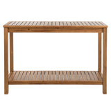 FURNDOOR Patio Console Table 2 Shelf - 45'' Outdoor Rectangular Console Table Dining Table Long Bar Table Wooden for Backyard, Balcony, Poolside (Brown) FURNDOOR