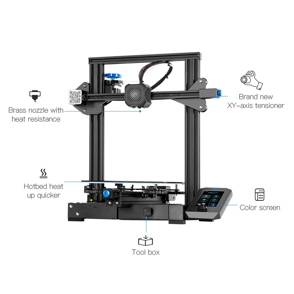 Official Creality Ender 3 V2 Upgraded 3D Printer with Silent Motherboard Branded Power Supply Carborundum Glass Platform Resume Printing Function, DIY 3D Printers Printing Size 8.66x8.66x9.84 - WoodArtSupply