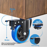 6 Inch Caster Wheels 2800lbs, Hands-Free A/B Brake Locking Casters, Heavy Duty Casters Set of 4, Silent Polyurethane Plate Castor Wheels for Cart, Furniture, Workbench(2 Hardware Kits Included) ENYKE