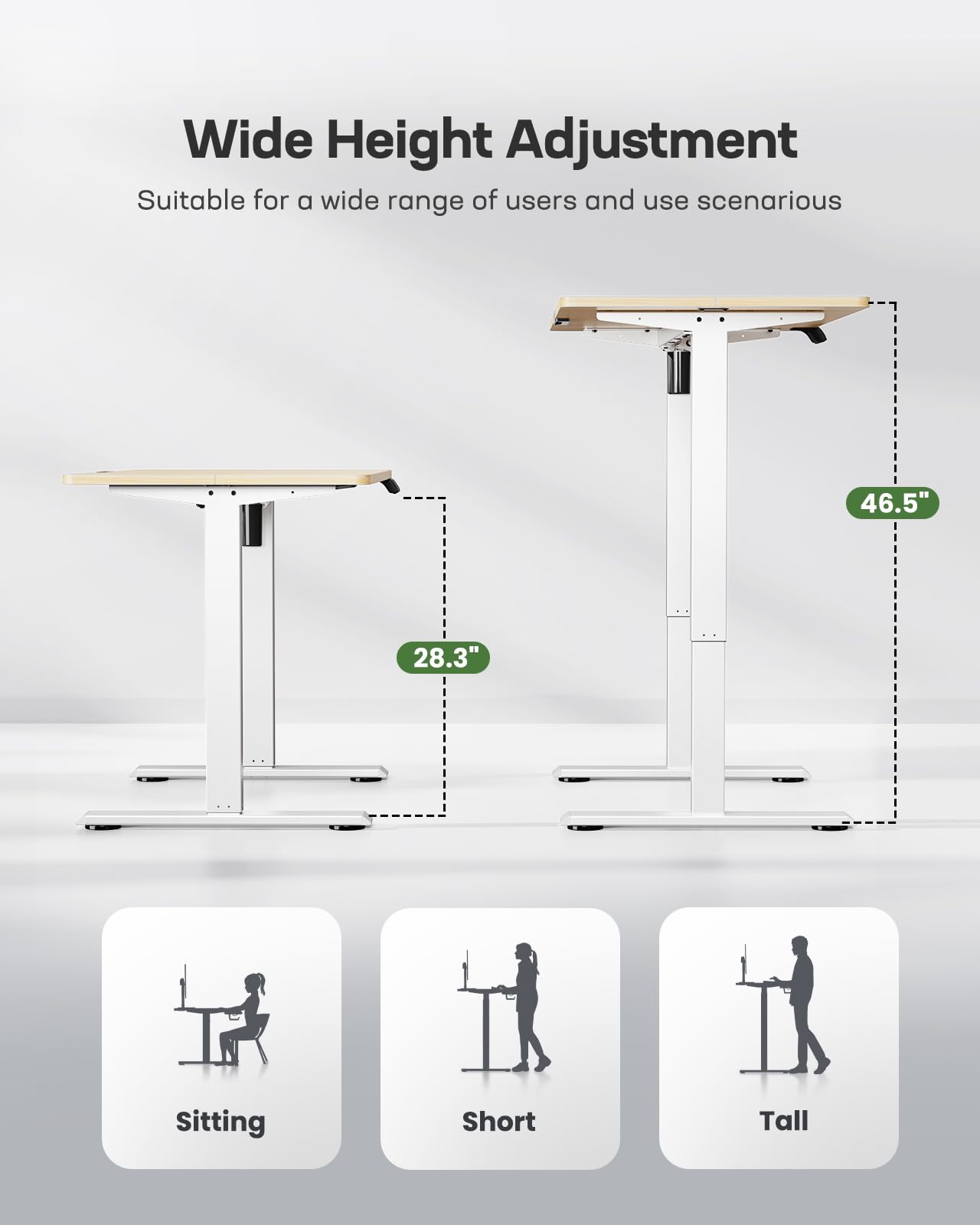 Marsail Electric Standing Desk Adjustable Height, 48 * 24 Inch Sit Stand up Desk for Home Office Furniture Computer Desk with 3 Memory Presets, Headphone Hook, Light Maple - WoodArtSupply