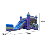 XJUMP Purplish Castle Commercial Grade Premium Marble Color Lightweight Bounce House Water Slide Detachable Pool for Kids and Adults with Blower Basketball Hoop Wet Dry Combo Outdoor Indoor XJUMP