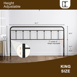 IKIFLY Metal King Size Headboard, Adjustable Height, Farmhouse Victorian Style, Easy Assembly, Steel Headboard Only for Bedroom, Black IKIFLY