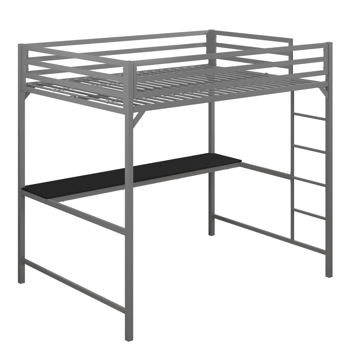 DHP 4308429 Miles Full Desk, Silver Metal Loft Bed DHP