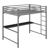 DHP 4308429 Miles Full Desk, Silver Metal Loft Bed DHP