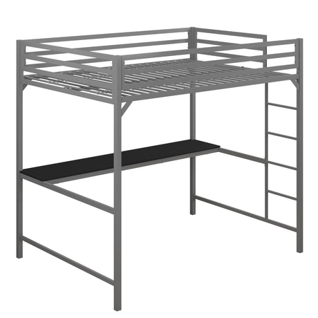 DHP 4308429 Miles Full Desk, Silver Metal Loft Bed DHP