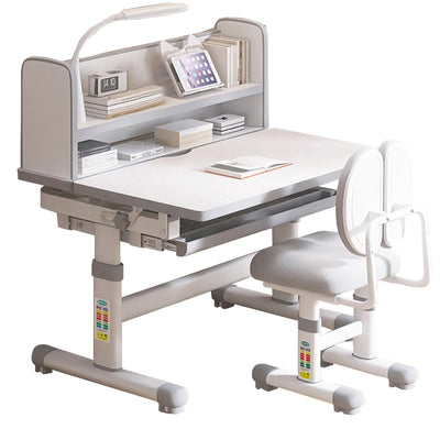 Kids Functional Study Desk and Chair Sets Ergonomic Height Adjustable Children School Study Desk 3-18 Years Boy and Girl Study Table and Chair Set with Tilt Desktop,LED Light for Reading,Writing