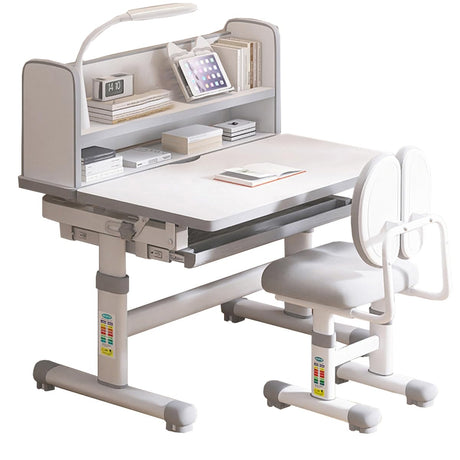 Kids Functional Study Desk and Chair Sets Ergonomic Height Adjustable Children School Study Desk 3-18 Years Boy and Girl Study Table and Chair Set with Tilt Desktop,LED Light for Reading,Writing SMIXLVY