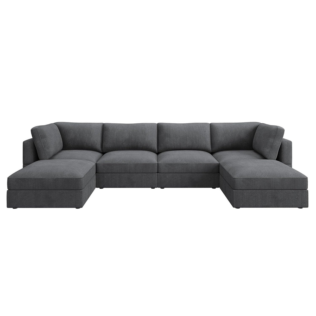 HONBAY Modular Sectional Couch with Storage Corduroy Sectional Sofa with Chaise U Shaped Sectional Couches for Living Room,Dark Grey HONBAY