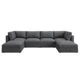 HONBAY Modular Sectional Couch with Storage Corduroy Sectional Sofa with Chaise U Shaped Sectional Couches for Living Room,Dark Grey HONBAY