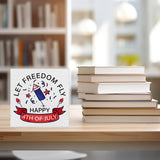 Patriotic Sign Independence Day Decoration Happy 4th of July Decor Wooden Box Sign Desk Decoration Square Wood Sign Wood Block Plaque Box Sign for Shelf Home 5 x 5 Inches YXSEZ