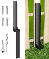 Mokeyder Fence Post Anchor Kit, Heavy Duty Metal Steel Fence Post Repair Kit, Fence Post Anchor Stakes Ground Spike for Repairing Tilted/Broken Wood Fence Post, Metal-Plate Style, 1 Pack Mokeyder