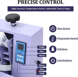 16x24In Heat Press Machine, 110V Digital High Pressure Heat Transfer Machine for T-Shirts, Canvas Bags & Pillows – Fast Heating Dual-Tube System, Pull Out Heat Press with Flame Retardant Pads,Purple Hoguyexila