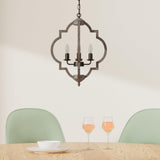 16.14" 4-Light Farmhouse Wood Chandelier, Rustic Orb Pendant Lighting Fixture with Adjustable Chain, Vintage Ceiling Hanging Lights for Foyer Entryway Dining Room Kitchen Island, Handmade Oak Finish Neechicx