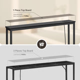 ELYKEN 5.9" Narrow Console Sofa Table with Power Outlets, 5.9" Dx39.4 Wx31.1 H Long Black Behind Couch Table with Metal Frame and Charge Station with 6.5’ Extension Cord ELYKEN