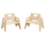 ECR4Kids Stackable Wooden Toddler Chair, 6in, Kids Furniture, Natural, 2-Pack ECR4Kids