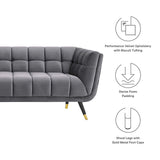Modway Adept Contemporary Mid-Century Modern Performance Velvet Upholstered Tufted Sofa in Gray Modway