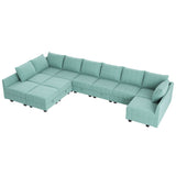 HONBAY Convertible U Shaped Modular Sofa Sectional Modular Couch with Chaise Oversized Sofa Sleeper Couch for Large Living Room,Aqua Blue HONBAY