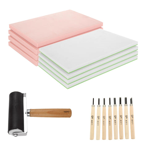 GBACHOOSE 8 Pack 4"x6" Rubber Stamp Making Kit, Rubber Stamp for Carving Rubber Carving Blocks DIY Rubber Stamp Kit for Printmaking, Printing DIY Crafts GBACHOOSE