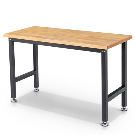 ENJOYWOOD Work Bench 60 Inch Work Table for Garage Heavy Duty Rubberwood Tabletop Workbench for Woodworking Shop Home Office Electronic Cutting Wood ENJOYWOOD