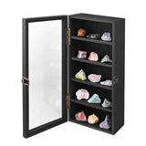 Ikee Design Wall Mounted Wooden Collectible Display Case 5 Shelf Display Storage Accessories with Tempered Glass Door, Black Color Ikee Design