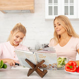 masteymoh Rustic Cookbook Holder Stand for Kitchen, Recipe Book Holder for Kitchen Counter, Wooden Kitchen Book Holder, Rustic Cook Book Holder Stand with Natural Wooden Grains (1 in Brown) masteymoh