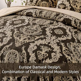 WONGS BEDDING 7 Pieces Comforter Set Queen Size,Damask Texture Design Bed in a Bag Bedding Sets,Brown Soft Lightweight Microfiber Bedding Set for All Season WONGS BEDDING