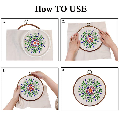 5 Pieces 8 inch Round Embroidery Hoops, Imitated Wood Plastic Display Frame for Cross Stitch Embroidery Round Hoops Arts Decoration guofa