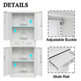 BESFUR Metal Cabinet, Garage Storage Cabinet with Drawer and Adjustable Shelves for Garage, Office, School - White BESFUR