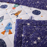 Brandream Kids Space Bedding Set Boy Girl Cotton Comforter Set Space Rocket Galaxy Bedroom 3-Piece Full Size Brandream