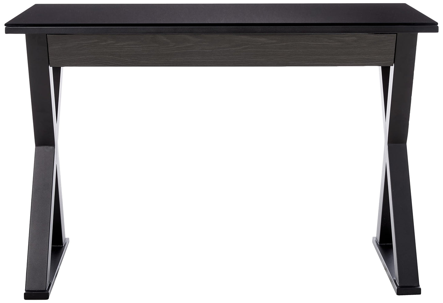 Walker Edison Lawrence Urban Industrial X Leg Glass Top Computer Desk, 48 Inch, Black - WoodArtSupply