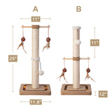 PEEKAB Cat Scratching Post Premium Sisal Scratch Posts with Tracking Interactive Toys Vertical Scratcher for Indoor Cats and Kittens- 25 inches Beige PEEKAB