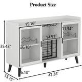 Auromie Wine Bar Cabinet with Led Light, Home Coffee Cabinet with Wine and Glass Rack, Kitchen Buffet Sideboard with Storage Shelves, Freestanding Liquor Cabinet for Living Room, Dining Room (White) Auromie