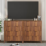 Mid Century Modern Dresser TV Stand, 4 Drawer Dresser Set of 2 for Bedroom Wood, Farmhouse Boho Storage Cabinet Side Table with Solid Natural Wood Legs, Long Wooden Dresser for Closet (Walnut) affeivul