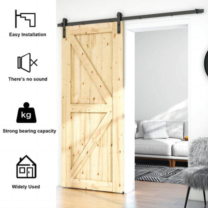 LQKUMJG 6.6FT Sliding Barn Door Hardware Kit for Single Wood Door, Smoothly and Quietly, Easy to Install Fit 35"-40" Wide and 1.18"-1.96" Thickness Door Panel, Includes Installation Instruction