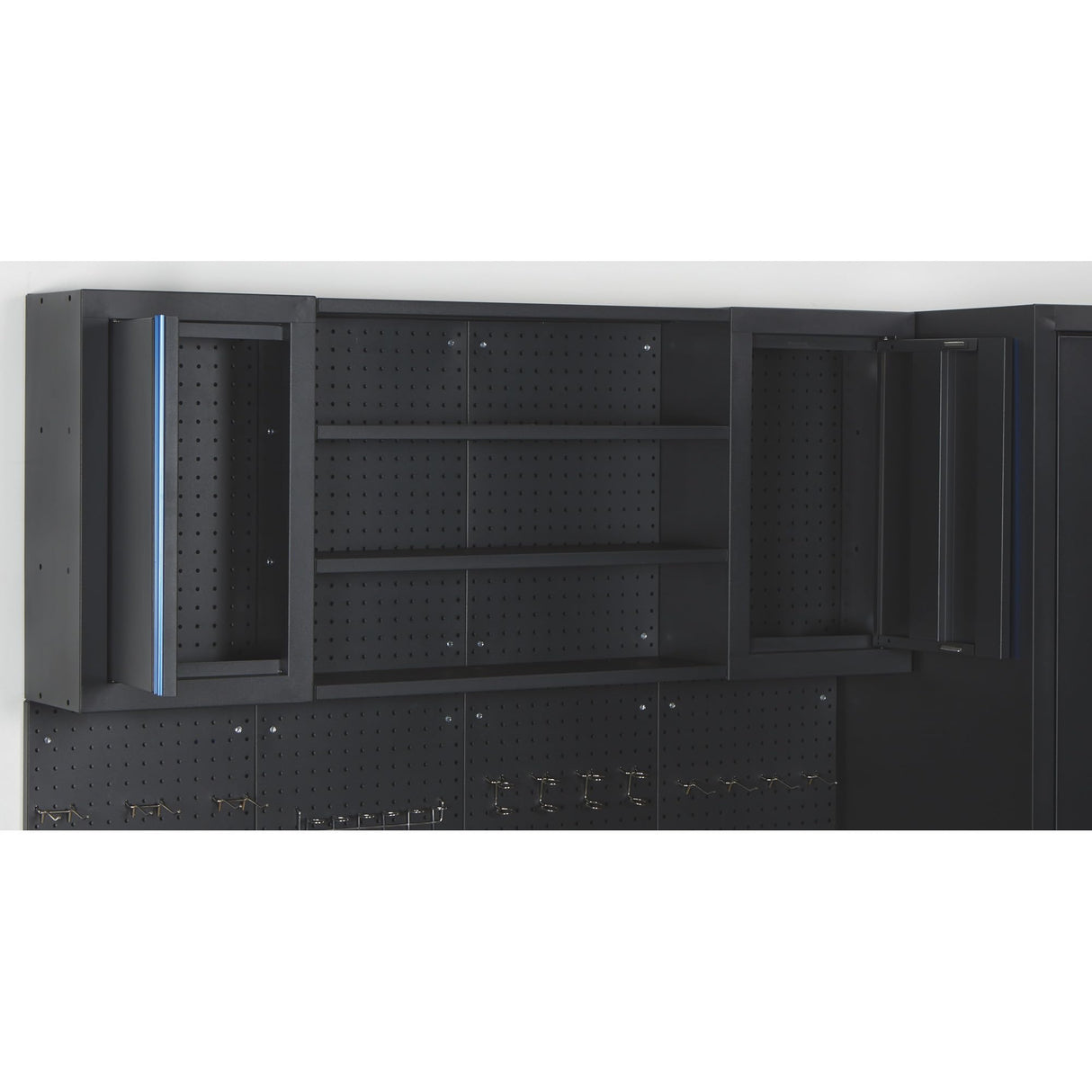 Strongway Steel Garage Storage System with Drawers, Pegboard, Shelves, Tabletop, 2 Rolling Cabinets, 81.5in. x 75.7in. Strongway