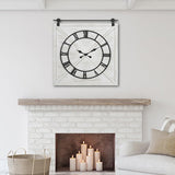 FLORA Large Farmhouse Wall Clock,Rustic Barn Door Wall Clocks for Living Room Decor, Battery Operated 29.5" H x 27" W, Whitewash FLORA