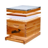 Beehive Starter Kit 8-Frame Bee Boxes and Frames Starter Kit Wax Coated Bee Hives and Supplies Starter Kit Including Beekeepig Tools Kit with Beekeeping Veil MayBee